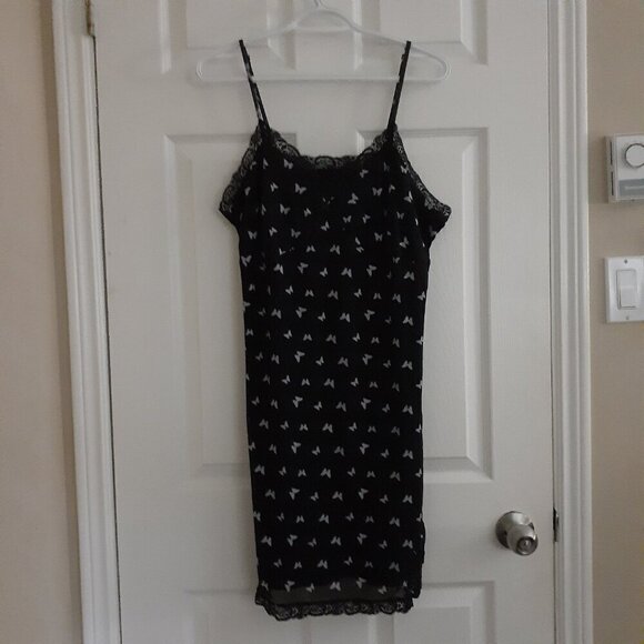 Wild Fable Women's Size XXL Black White Butterfly 90's Mesh Mini Slip Dress - Picture 2 of 12